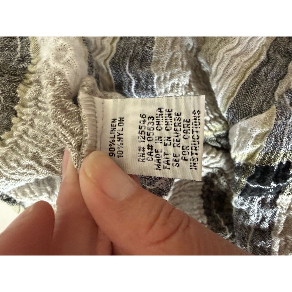 Habitat Linen Blend Top Crinkle Artsy Blouse Button Cuff Asymmetric Lagenlook XL - Picture 13 of 13